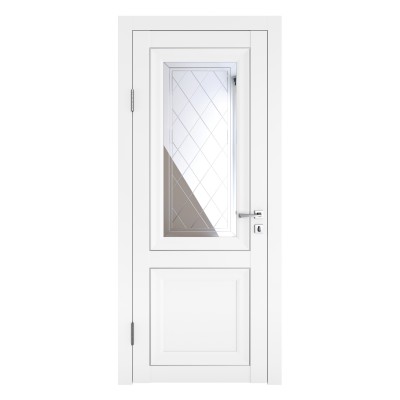 Классические двери, цвет: DO-PG-2 (Белый бархат, зеркало ромб фацет)