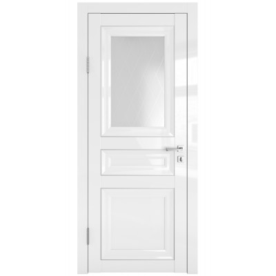 Классические двери, цвет: DO-PG-4 (Белый глянец, стекло ромб)