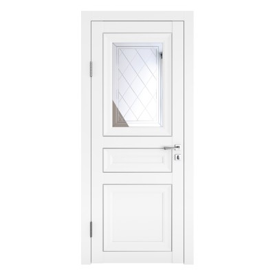 Классические двери, цвет: DO-PG-4 (Белый бархат, зеркало ромб фацет)