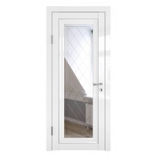 Классические двери, цвет: DO-PG-6 (Белый глянец, зеркало ромб фацет)