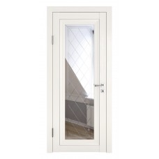 Классические двери, цвет: DO-PG-6 (Белый ясень, зеркало ромб фацет)