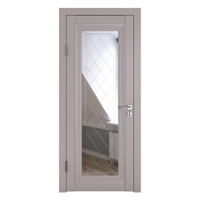 Классические двери, цвет: DO-PG-6 (Серый бархат, зеркало ромб фацет)